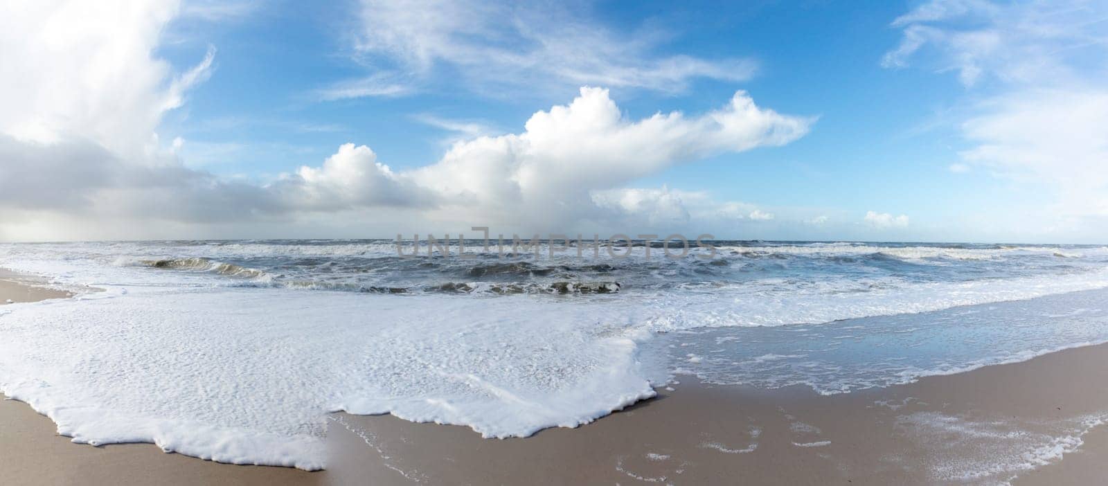 view to beach in Sylt in bad weather condition