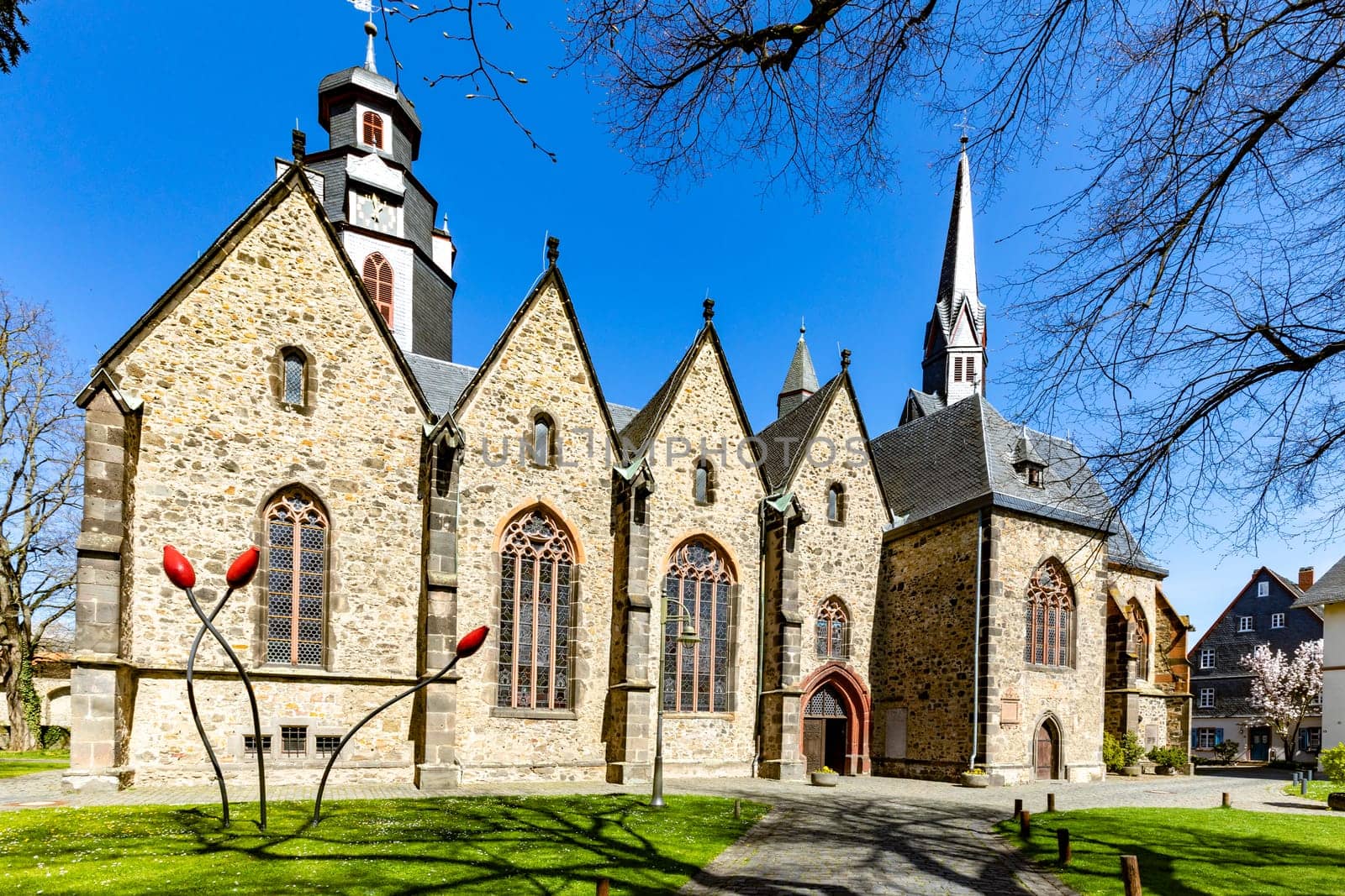The markus church in butzbach germany under blue sky