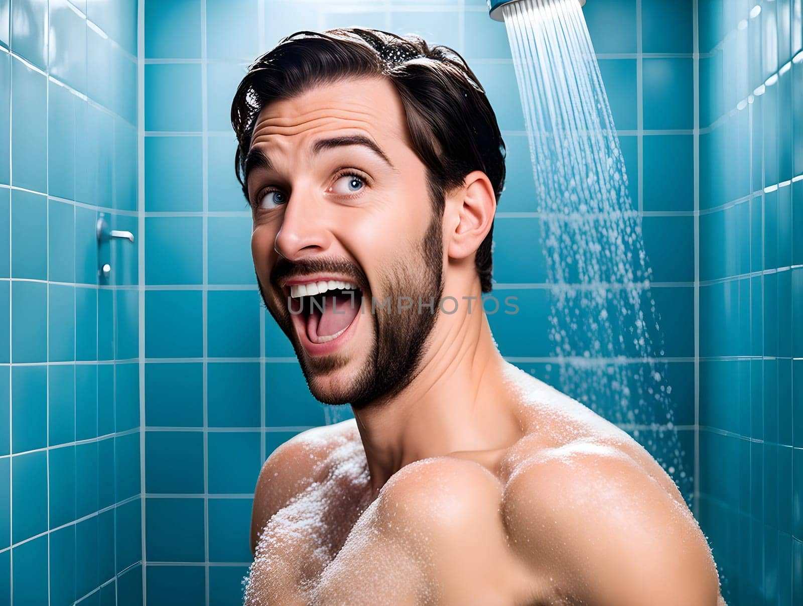 Funny man in the shower