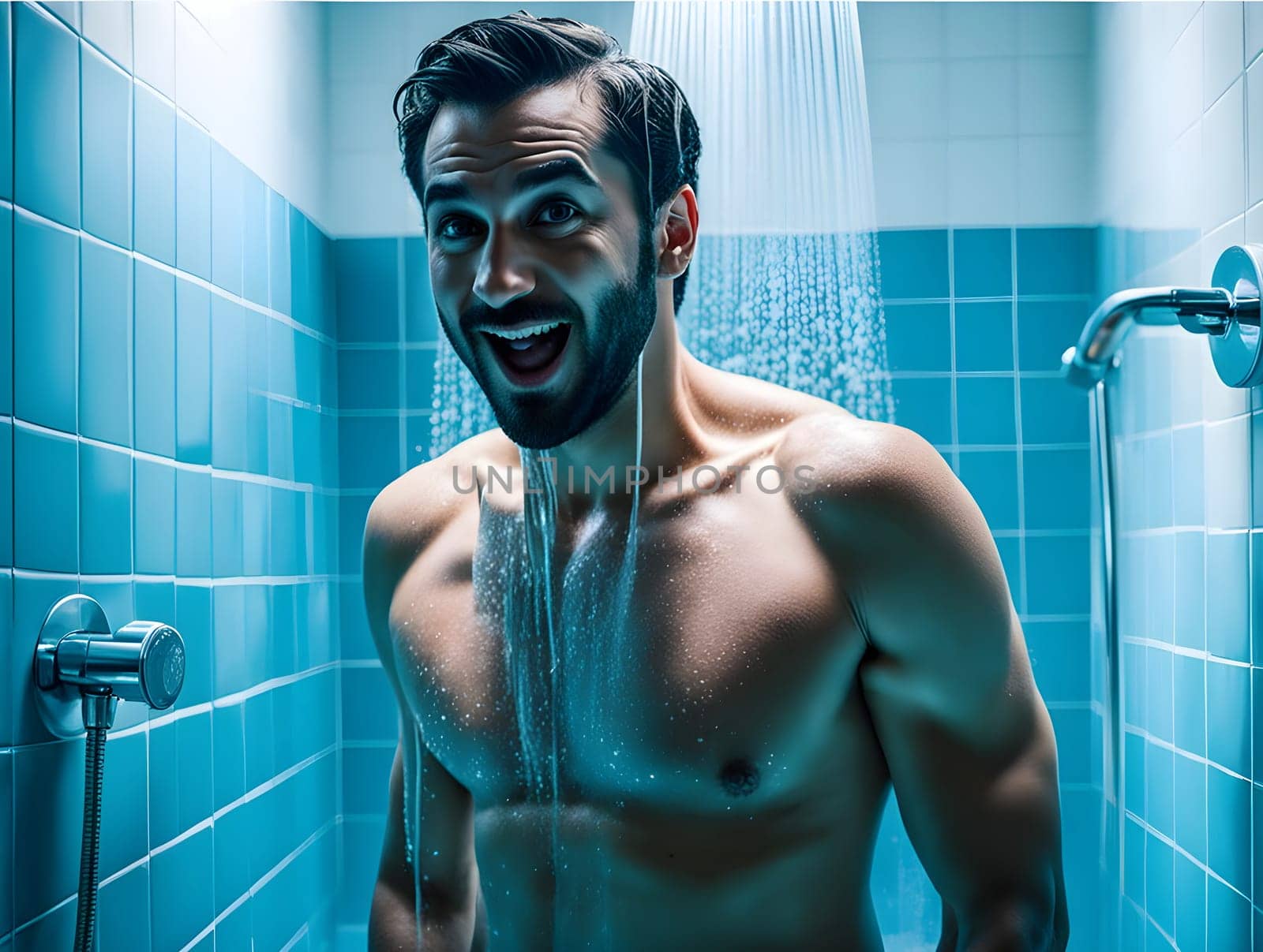 Funny man in the shower