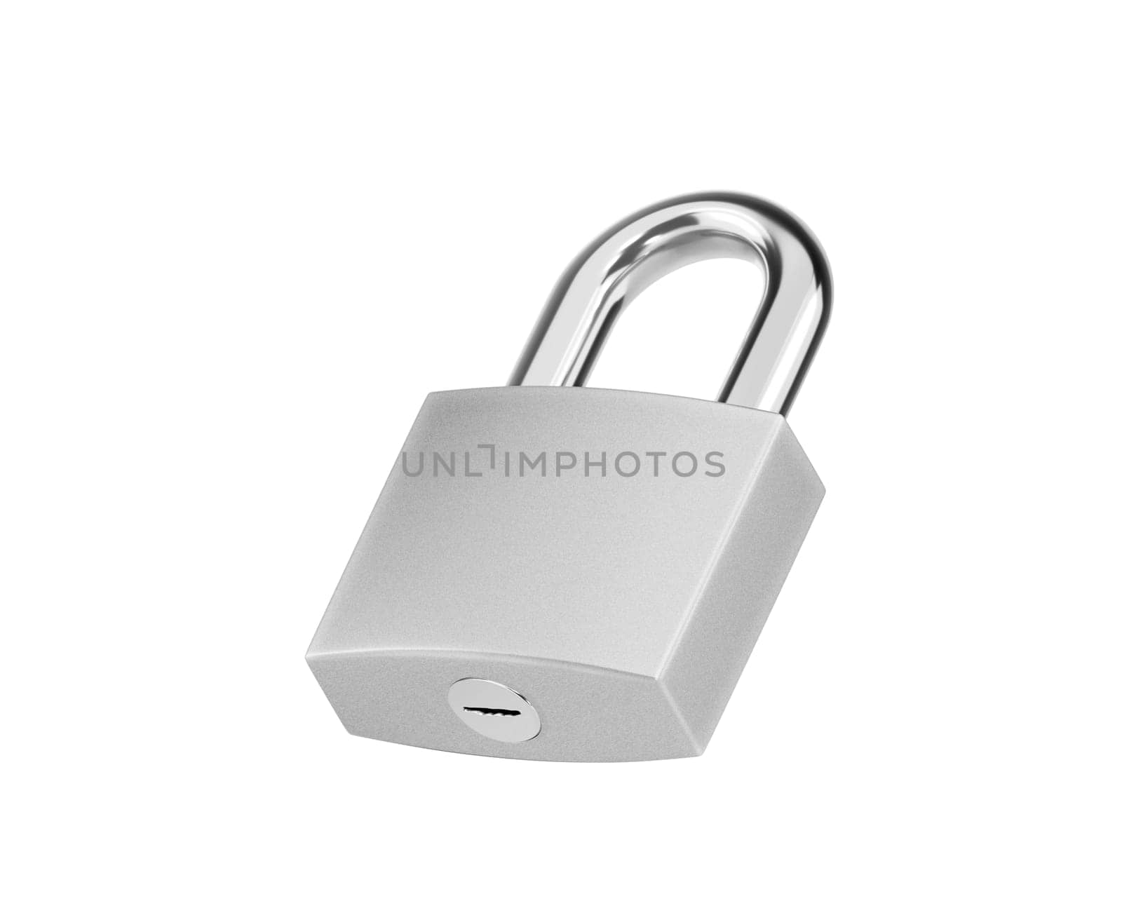 Locked silver color Padlock on the white background