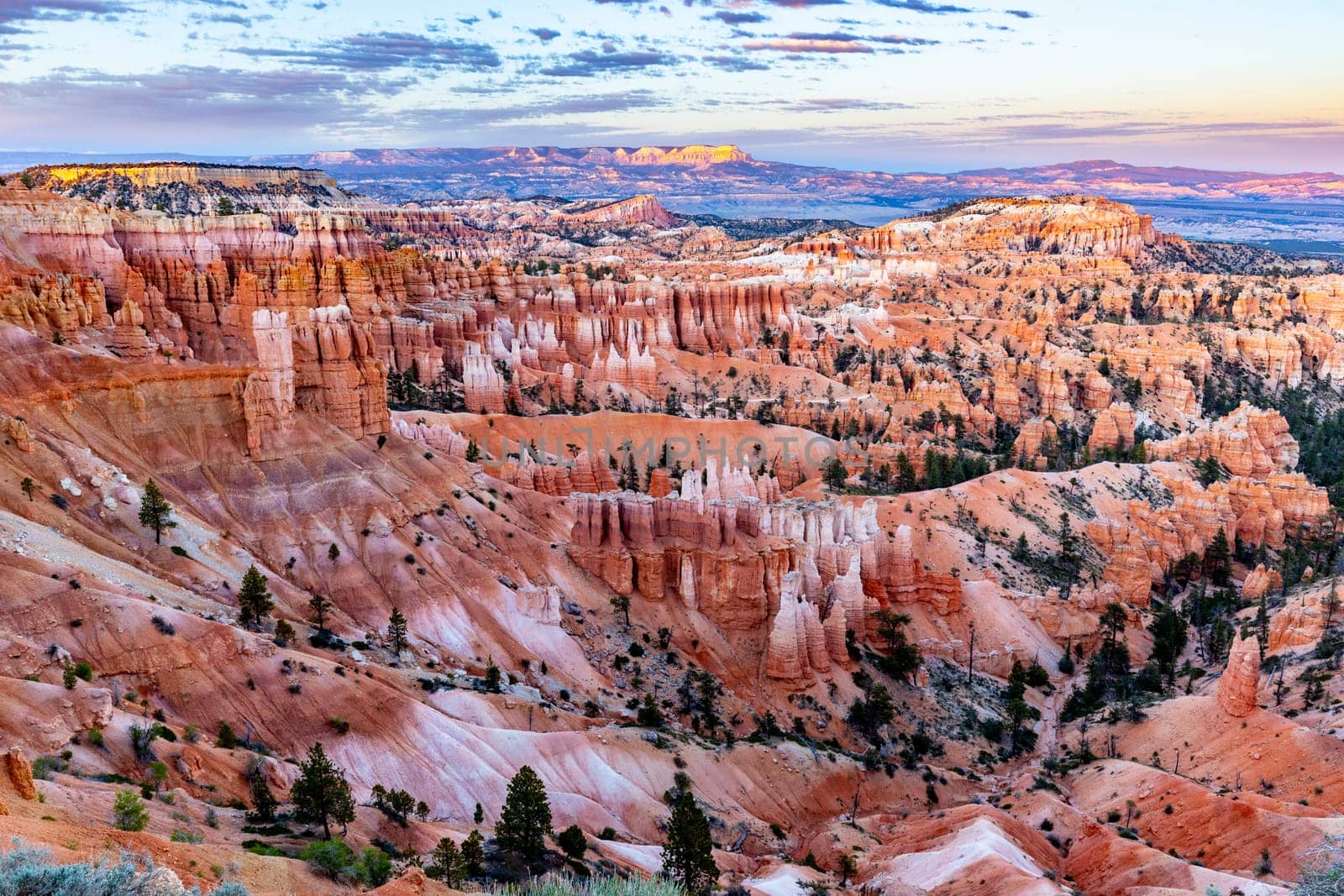 scenic view to the hoodoos in the Bryce Canyon national Park, Utah, USA