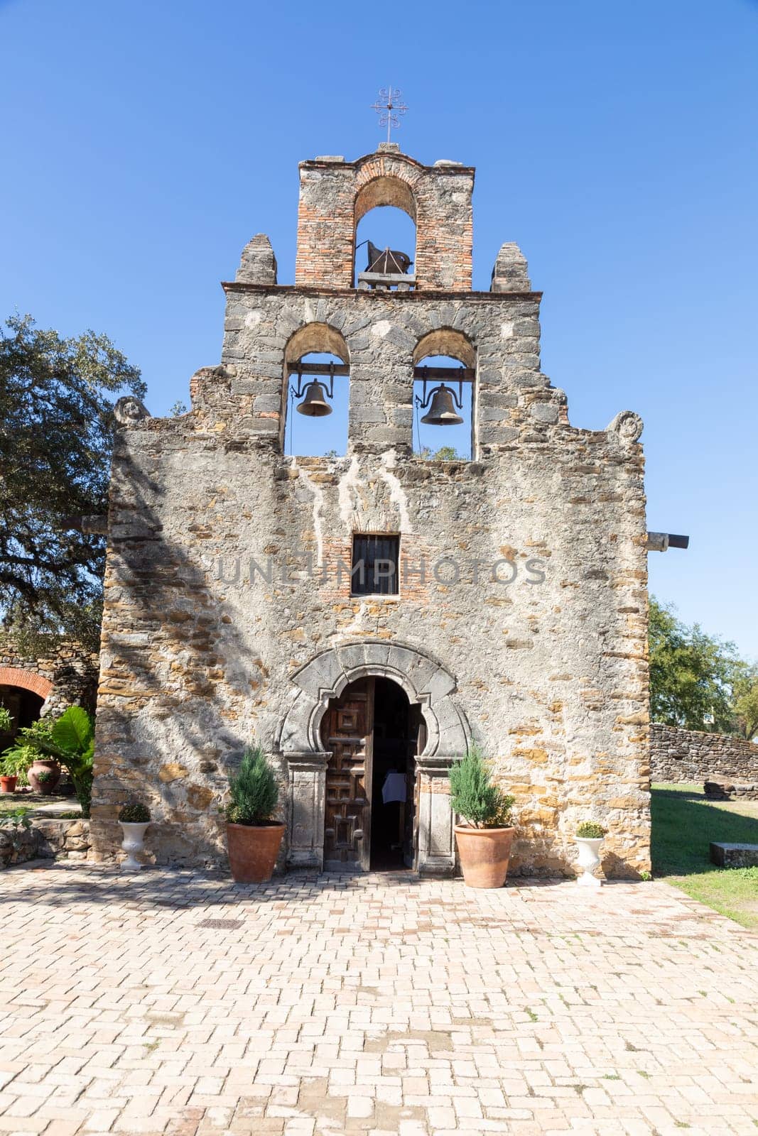 view to mission Espada at San Antonio mission trail, an Unesco world heritage site, Texas