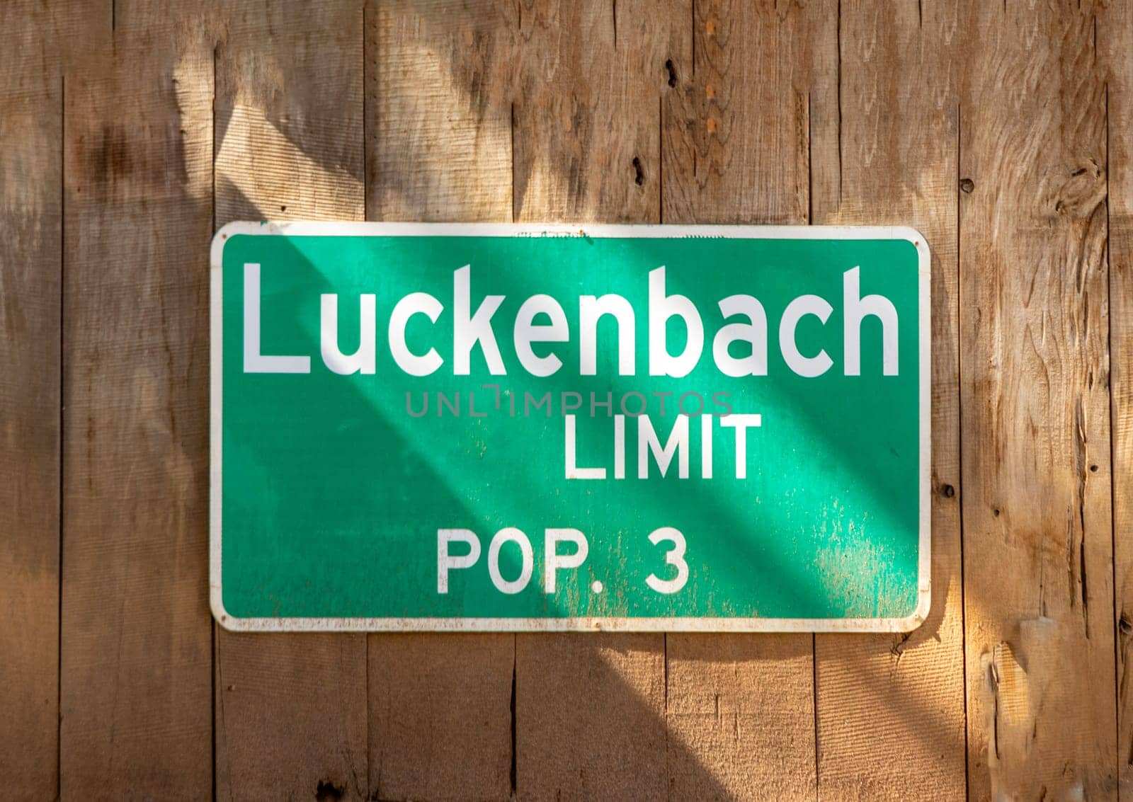 green city sign in Luckenbach with population of 3 people