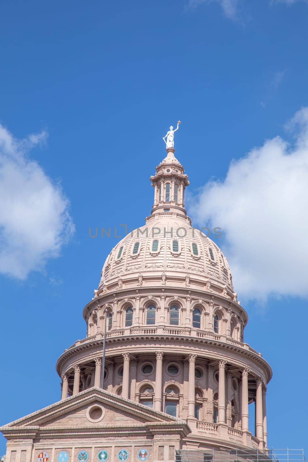view to historic state capitol building in Austin, Texas, USA