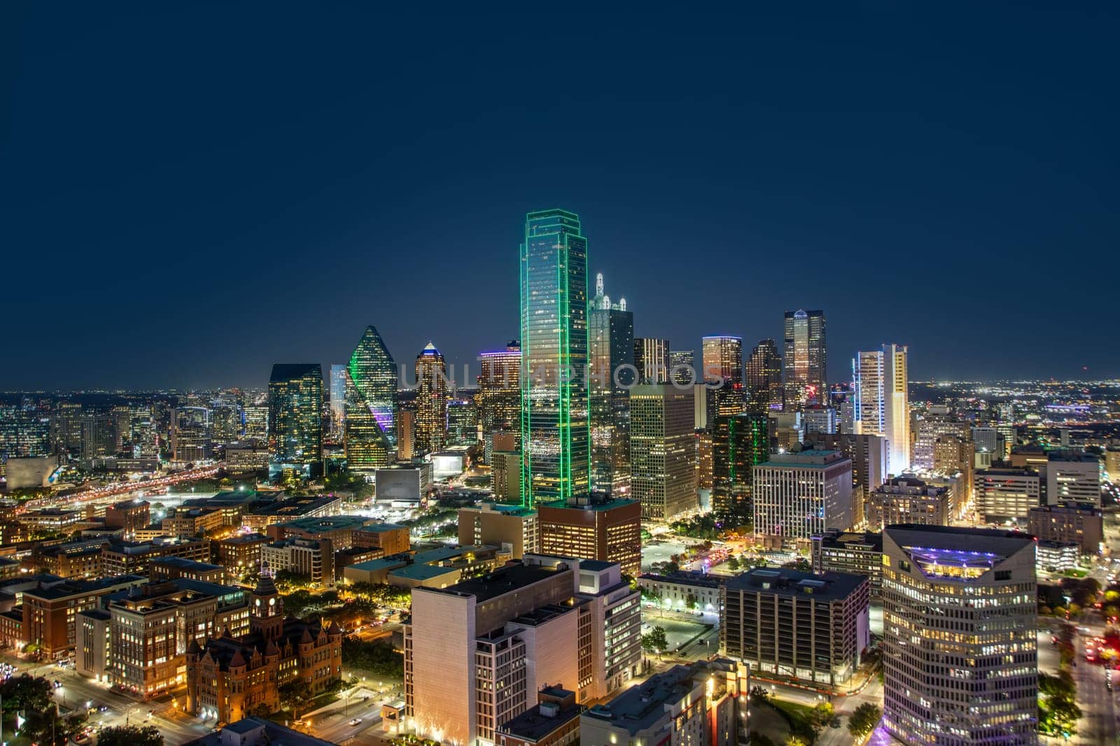 scenic skyline by night in Dallas, Texas, USA USA
