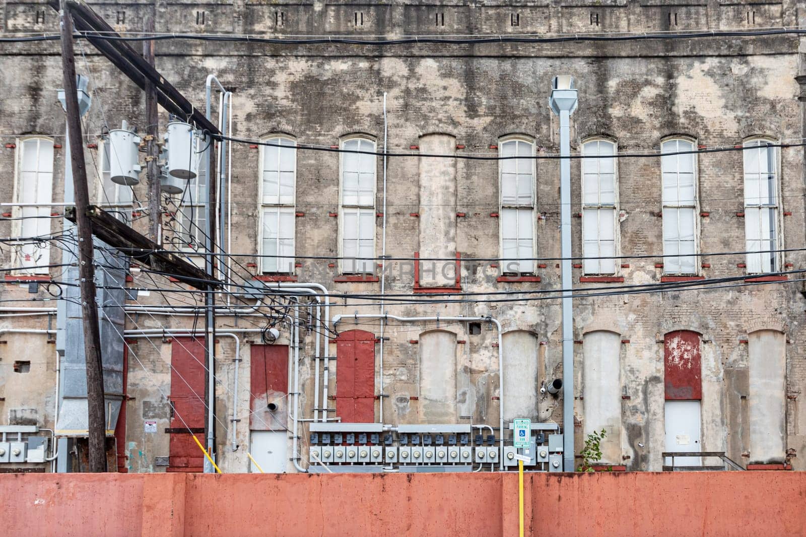 old rotten house wall of an old historic building in Galveston, USA