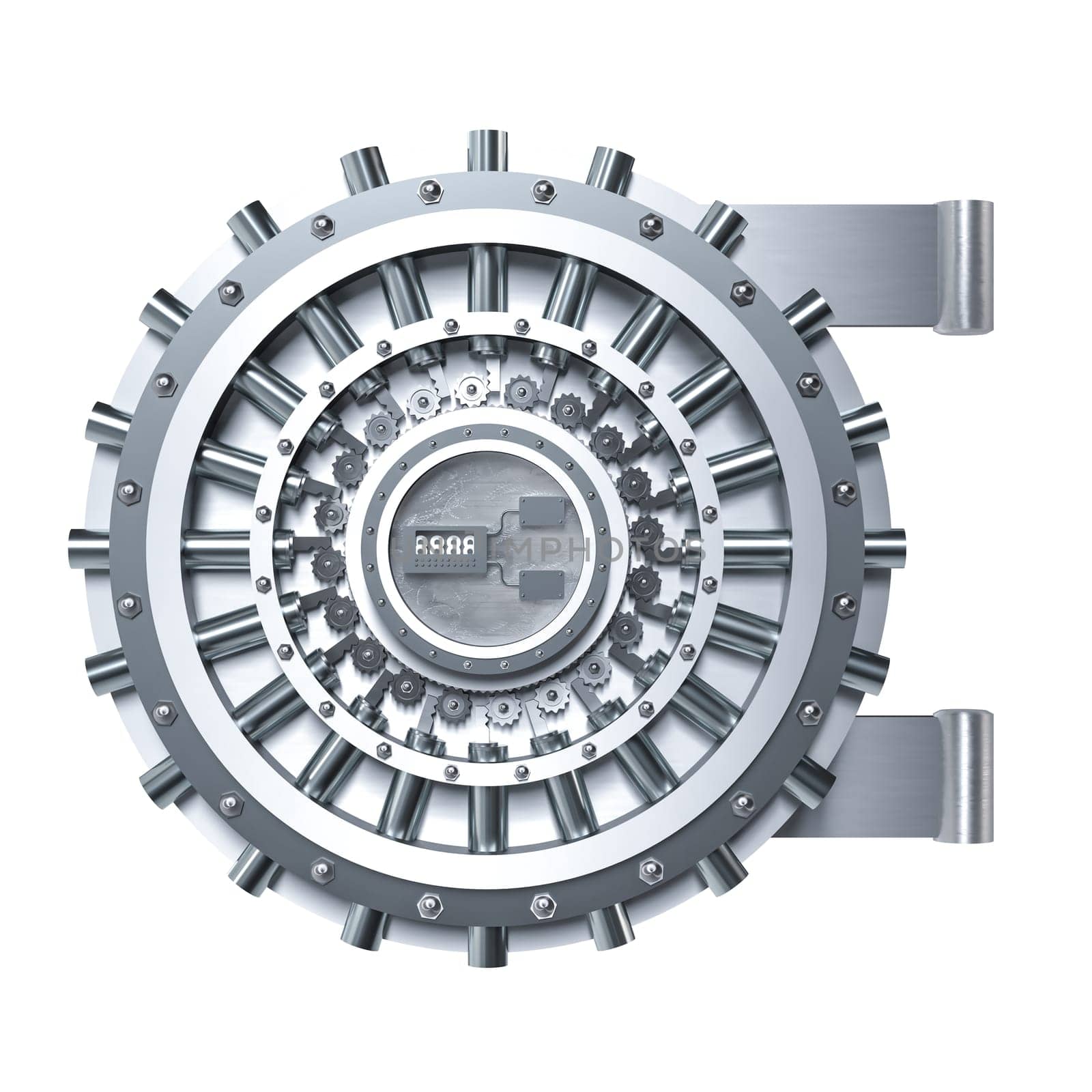 steel vault door isolated on white. 3d render