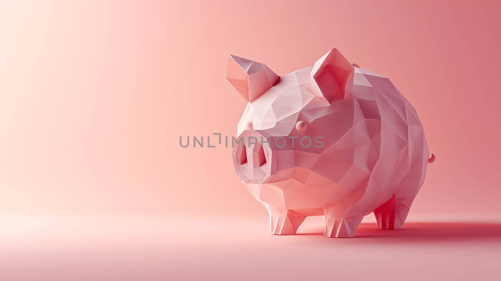 pink origami paper piggybank. generated by ai
