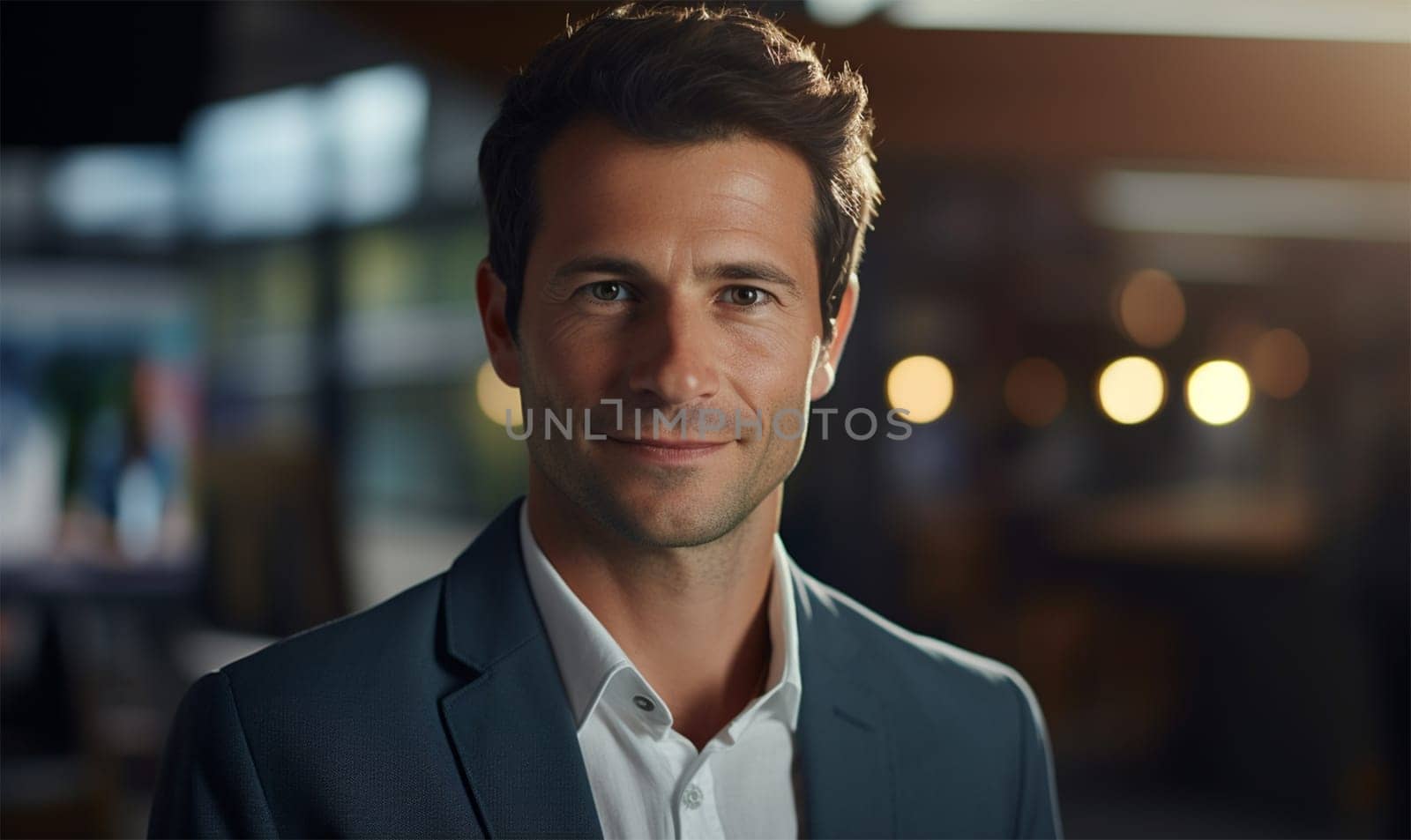 portrait of a middle-aged man in a jacket and white shirt without a tie
