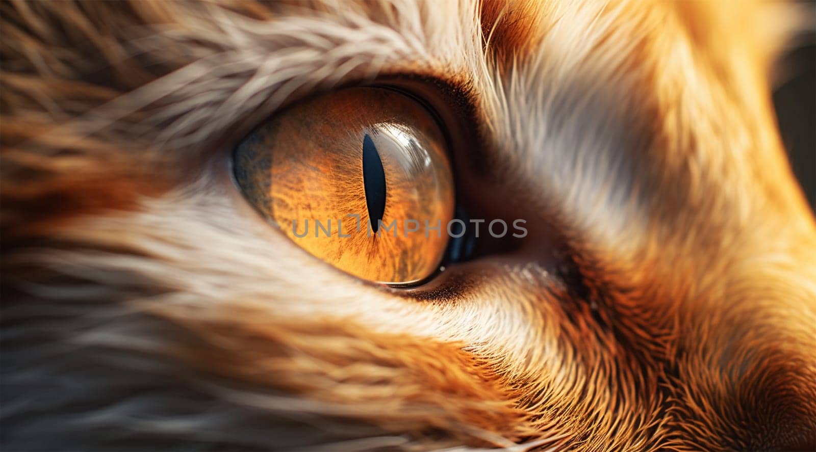 micro image of a yellow eye of a red cat. cat's vision.