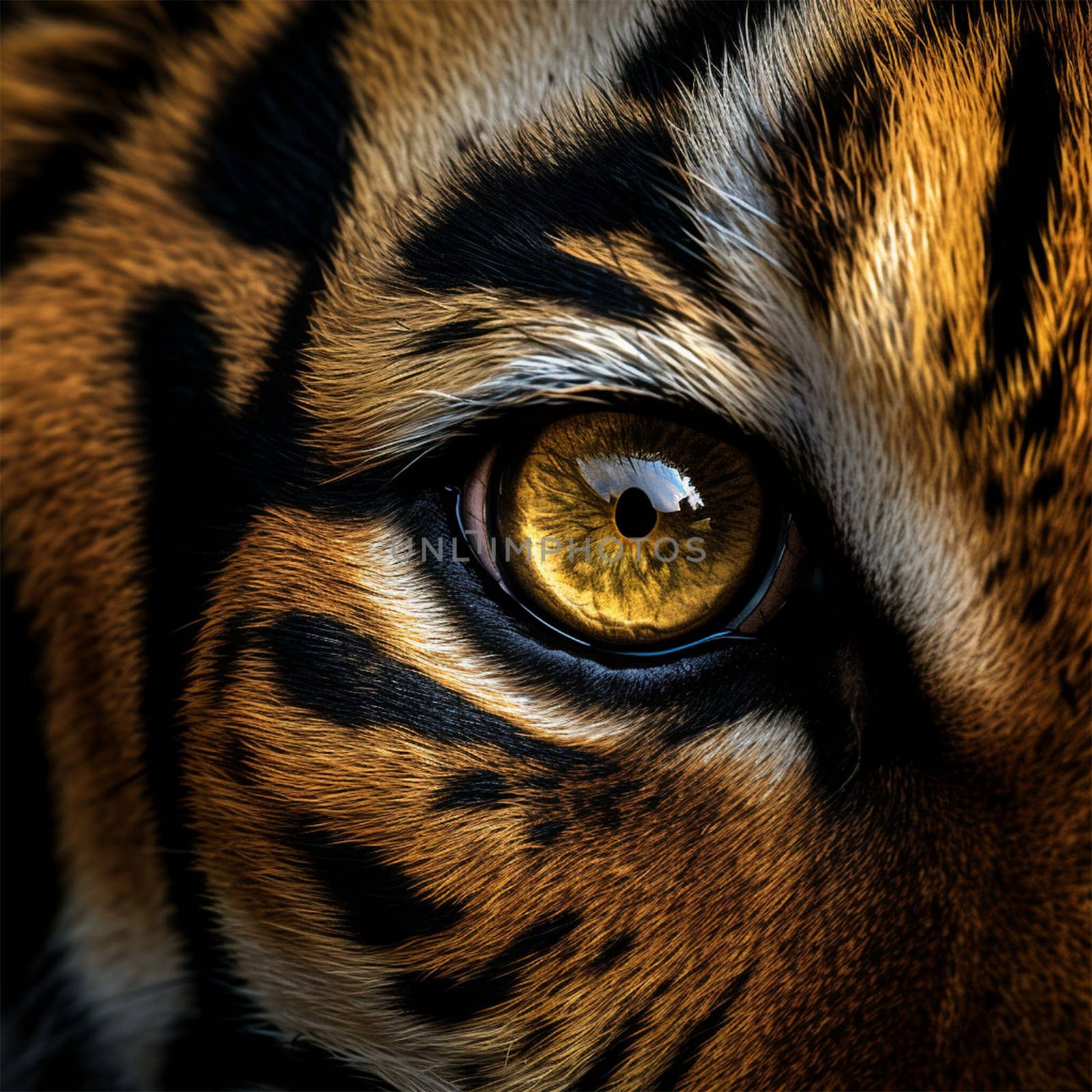 macro image of a tiger's eye. Wild cat. Wildlife nature concept
