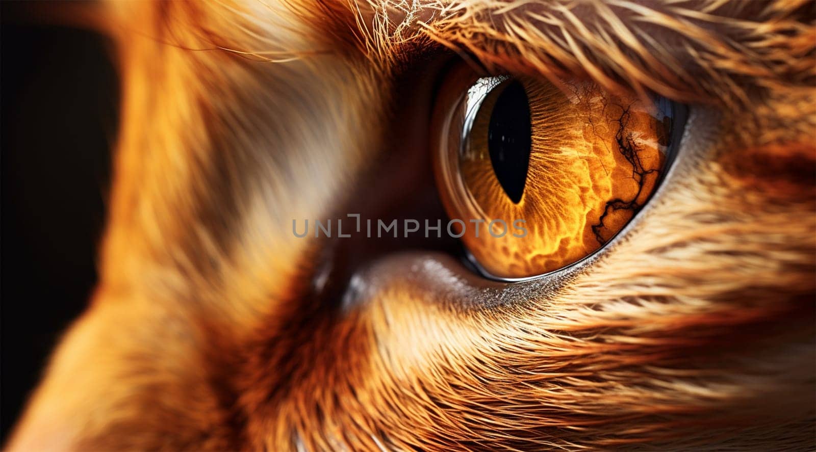 micro image of a yellow eye of a red cat. cat's vision.