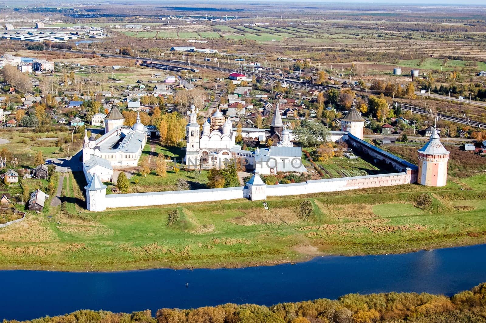 Vologda City bird's-eye view. Aerophotographing Vologda. Houses and buildings of the city.