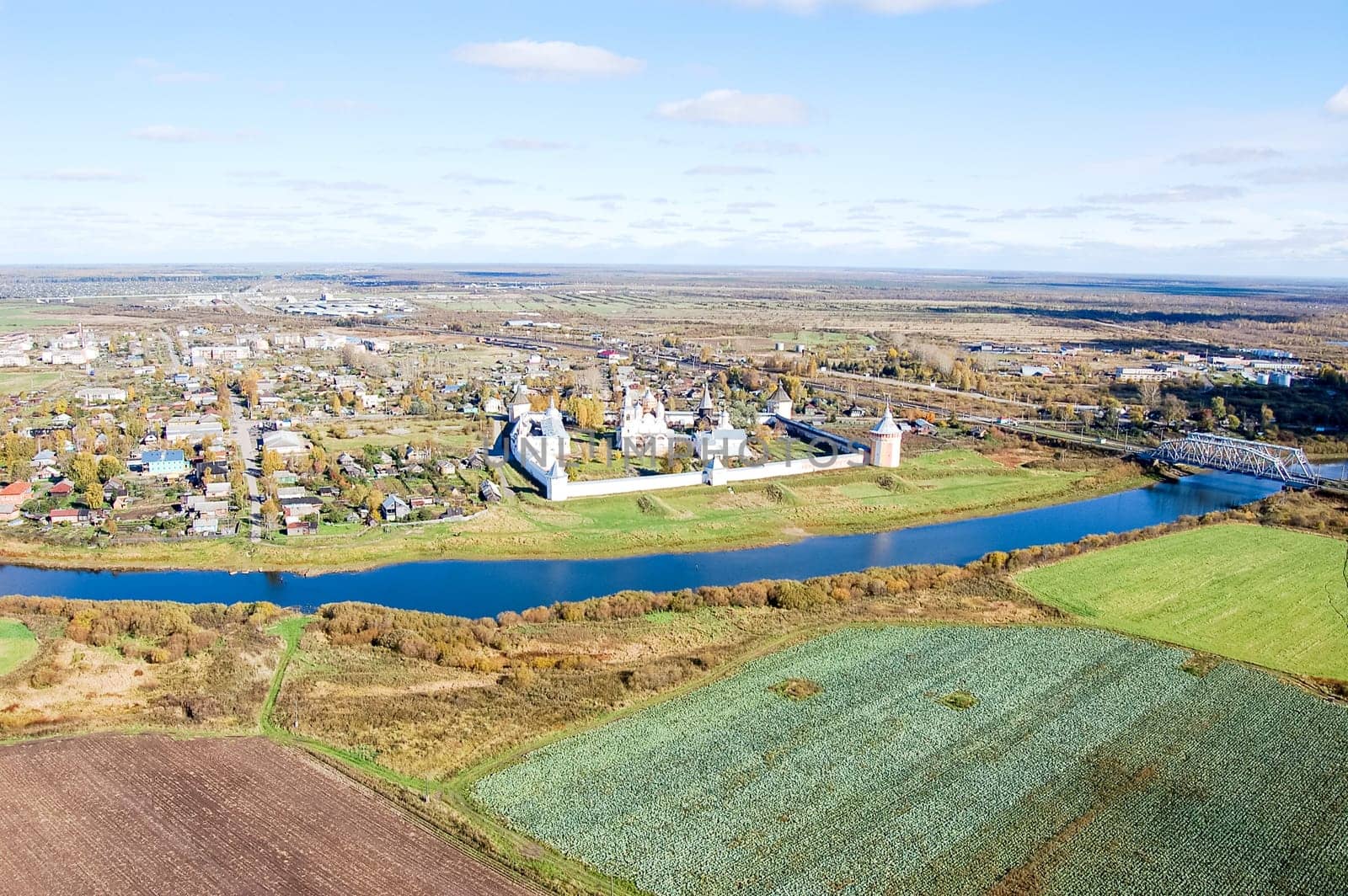 Vologda City bird's-eye view. Aerophotographing Vologda. Houses and buildings of the city.