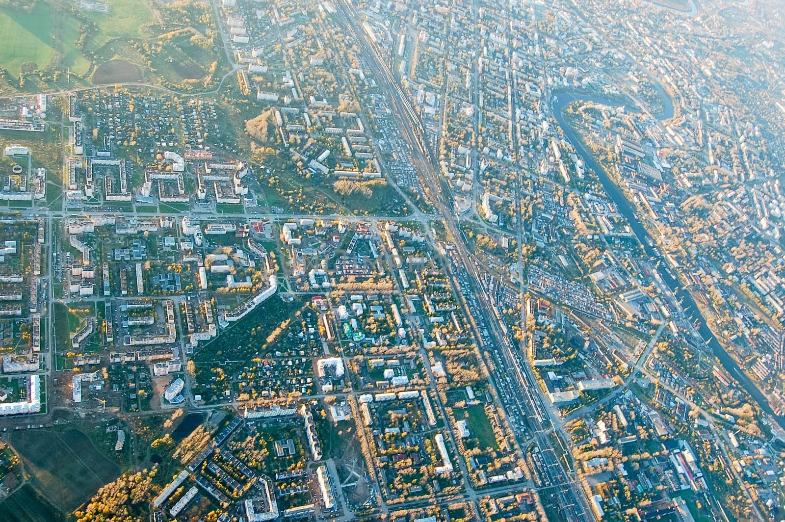 Vologda City bird's-eye view. Aerophotographing Vologda. Houses and buildings of the city.