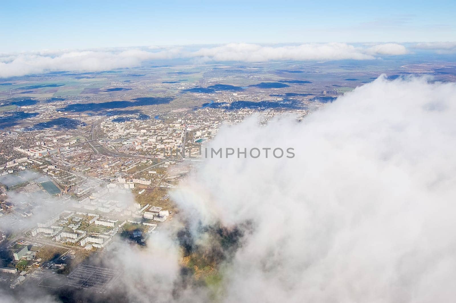 Vologda City bird's-eye view. Aerophotographing Vologda. Houses and buildings of the city.