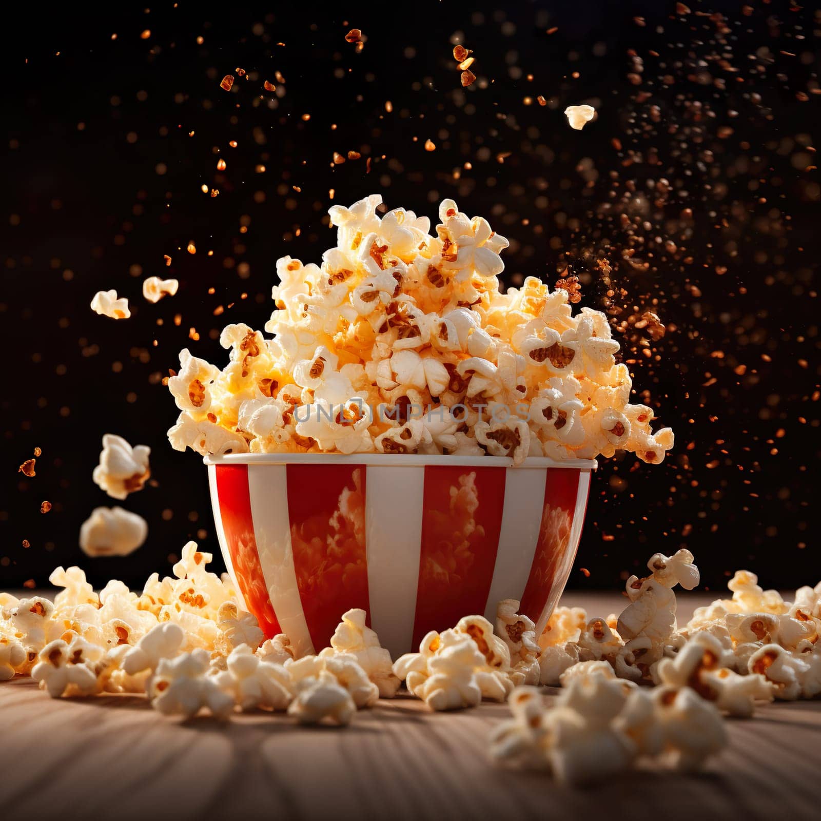 Delicious popcorn for a movie night generated by artificial intelligence