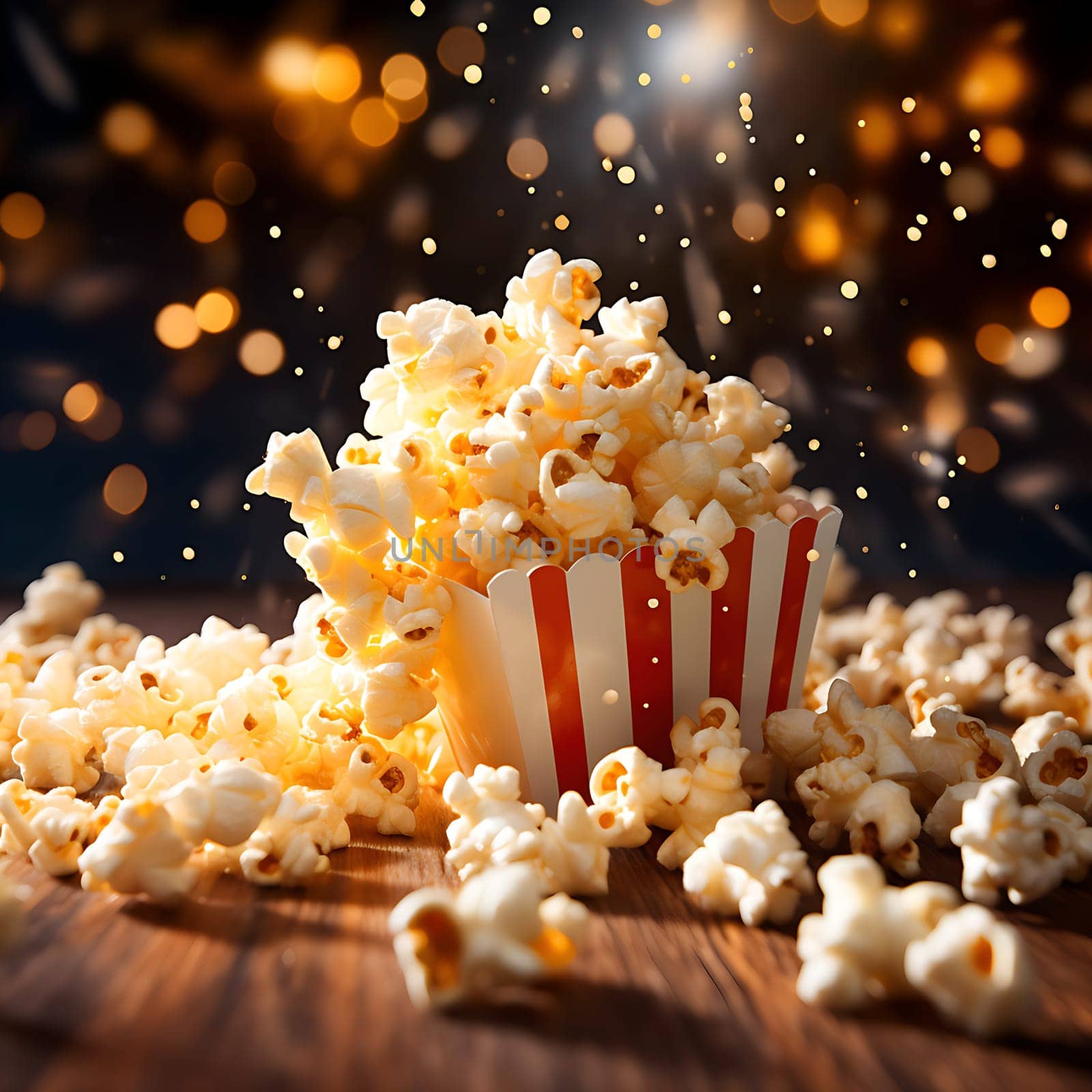 Delicious popcorn for a movie night generated by artificial intelligence