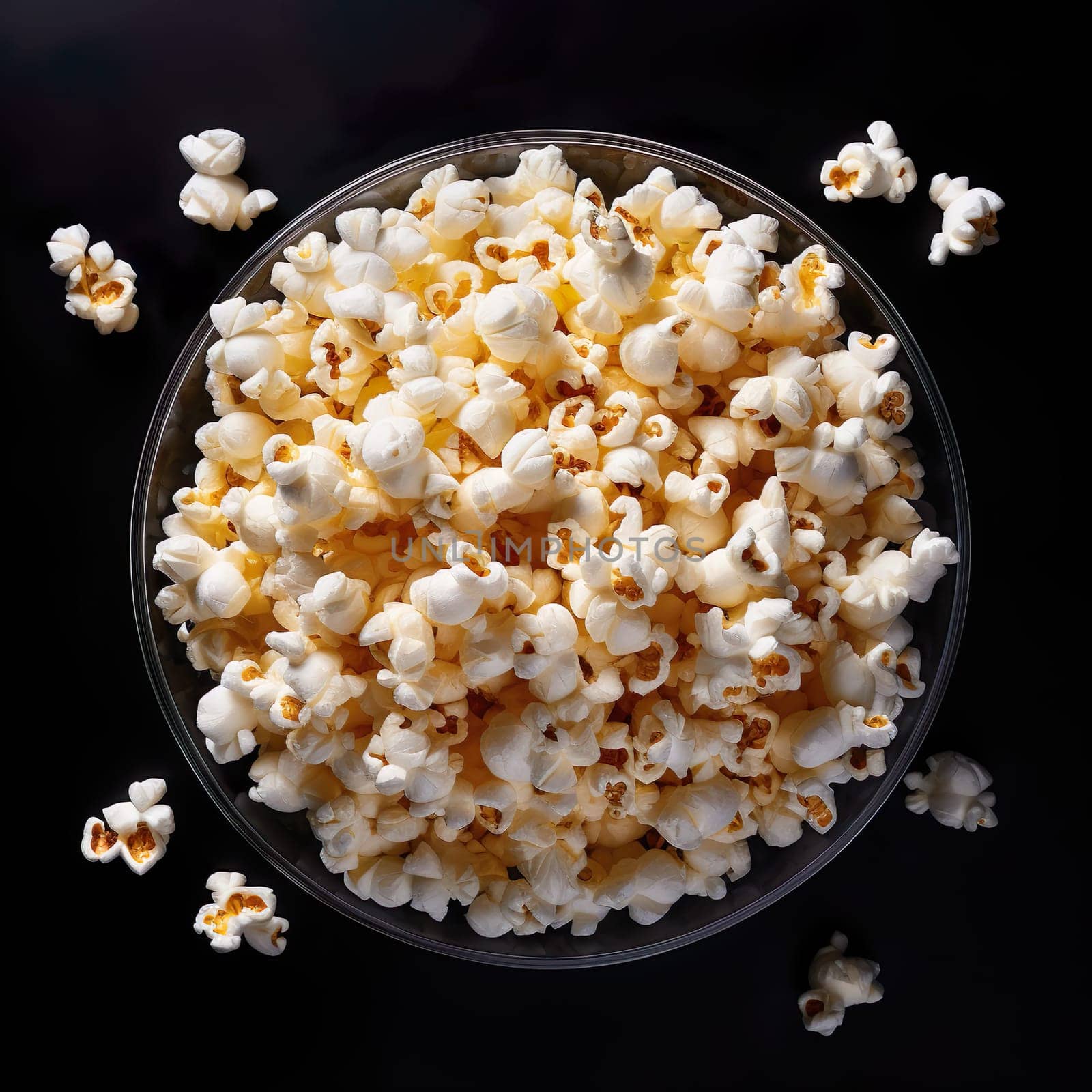 Delicious popcorn for a movie night generated by artificial intelligence