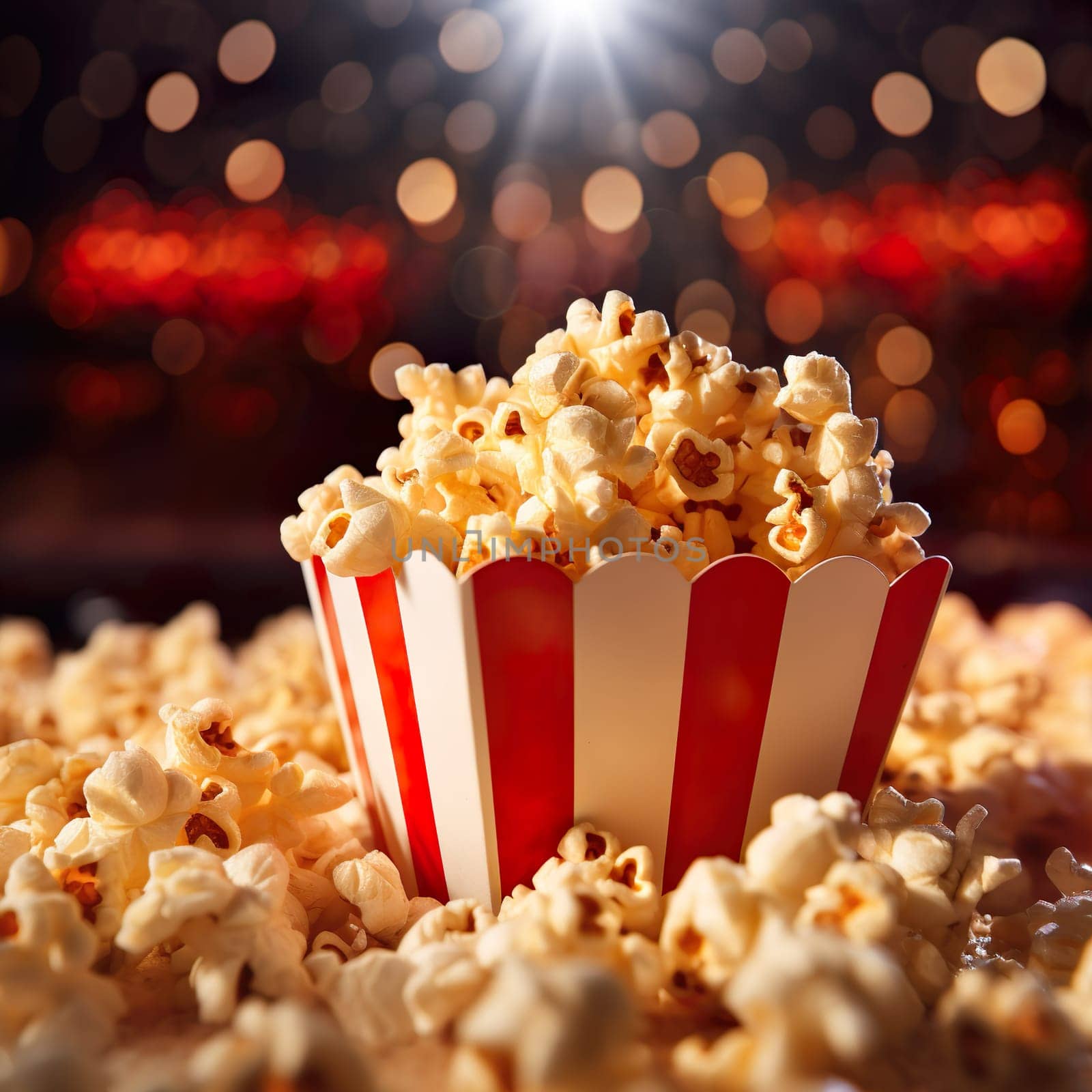Delicious popcorn for a movie night generated by artificial intelligence