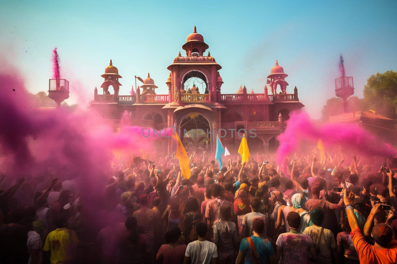 Persons with a enjoying Holi festivities.
