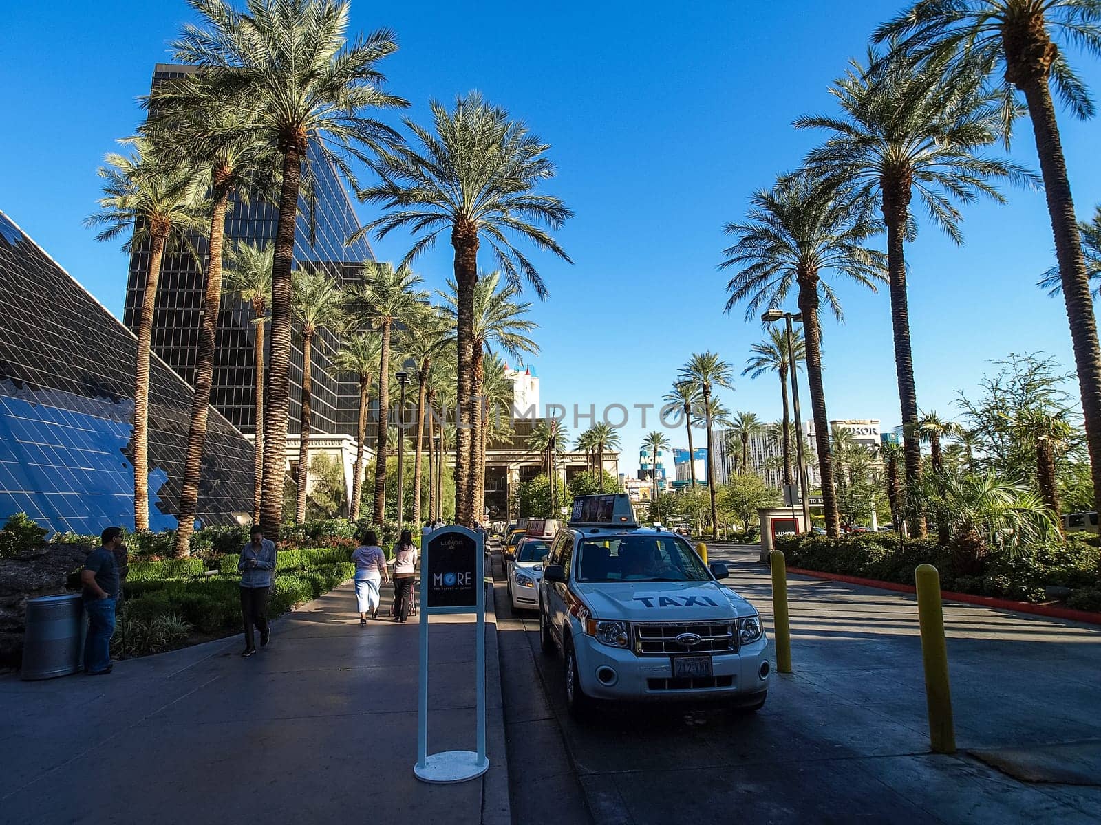 Las Vegas, USA - 15 July 2013: Walking in Las Vegas. City streets. Commercial and private buildings. Street life.