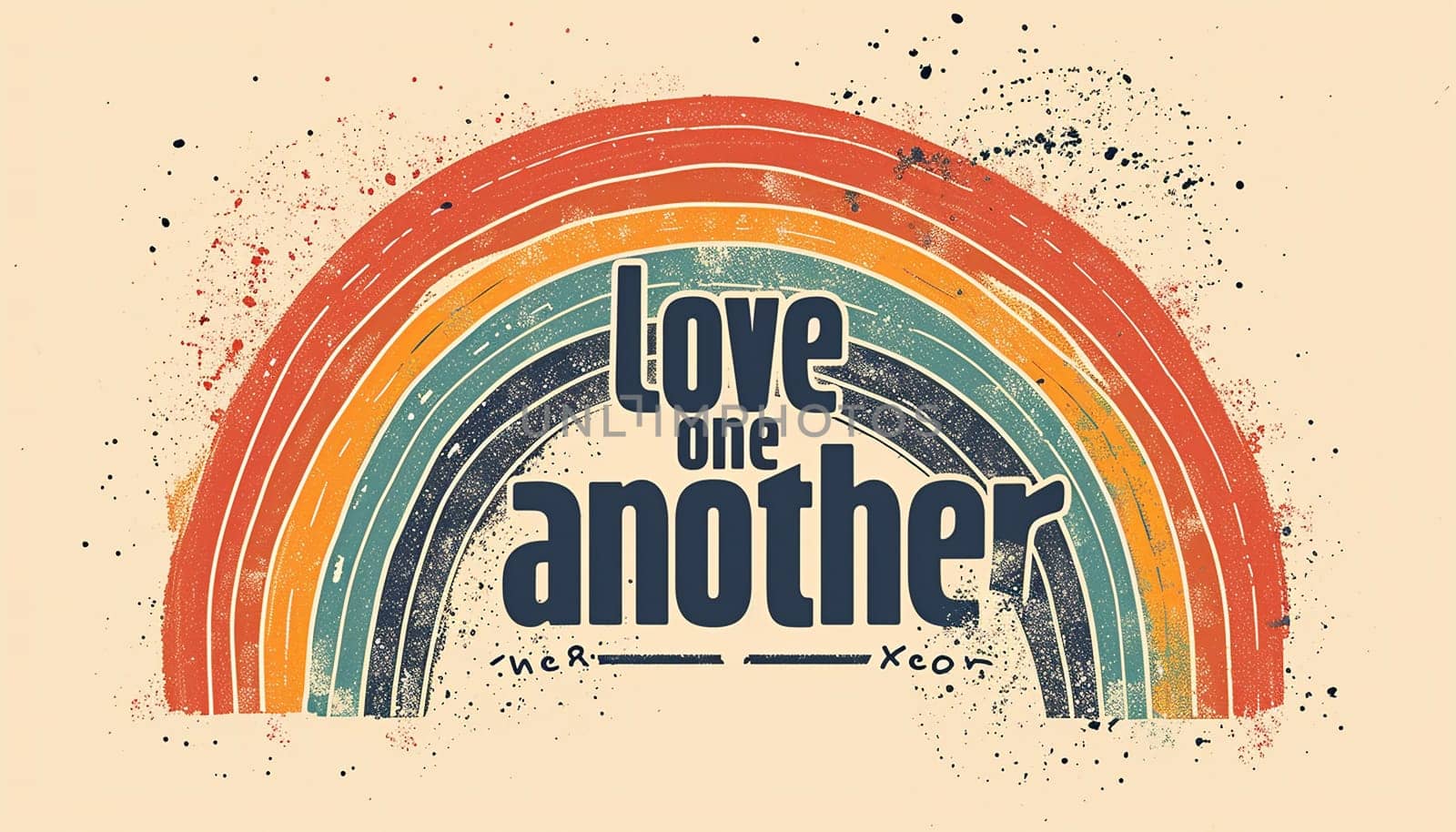 Rainbow with the text "Love one another"" Relationships,love,romance, LGBTQ, emotions background. Copy space Family"