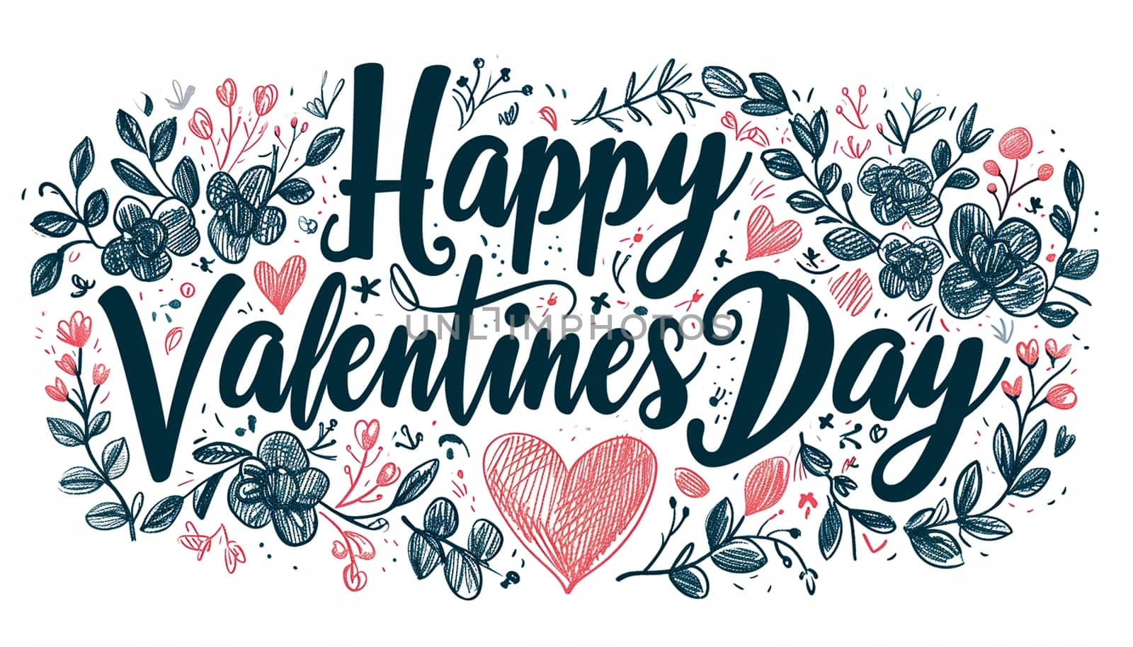 Valentine's greeting background design. Happy valentine's day text with elegant hearts decoration for valentine card. illustration. Pink colorful hearts flat lay against white background.