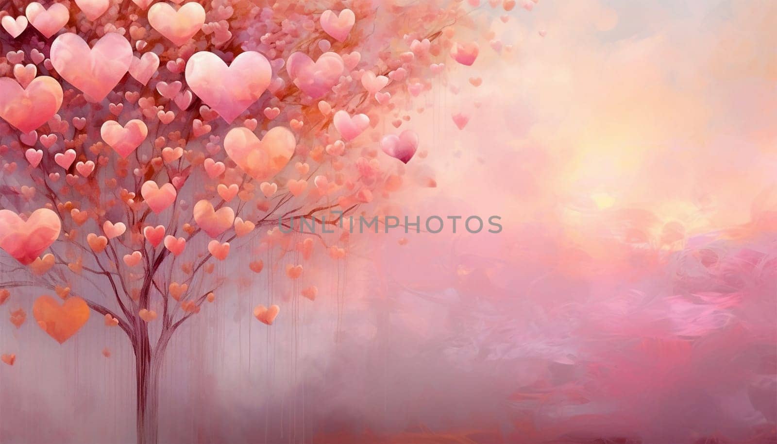 Pastel blurred heart bokeh background, Valentine's Day card texture. Purple pink hearts soft colors Valentine's Day background beauty