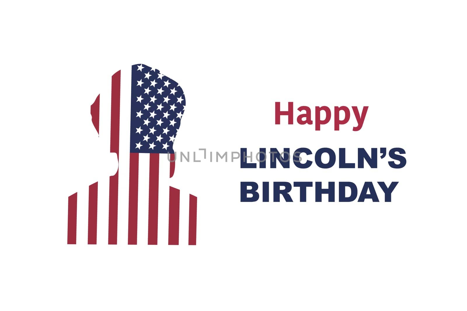 abraham lincoln silhouette of president usa with flag of usa pattern. Vector illustration isolated. Banner for lincoln day holiday.