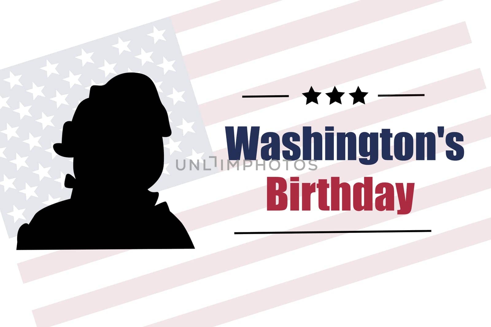 Hand drawn sketch banner of george washington silhouette. Vector illustration isolated. Minimalistic design.