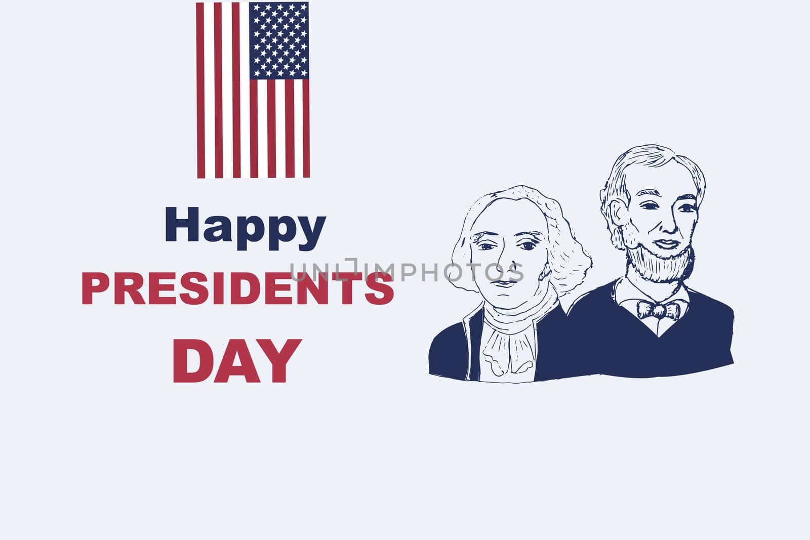 Happy Presidents day of United States. Washingtons Birthday. Federal holiday in USA. Celebrating holiday in February. Poster, banner and background. Vector illustration