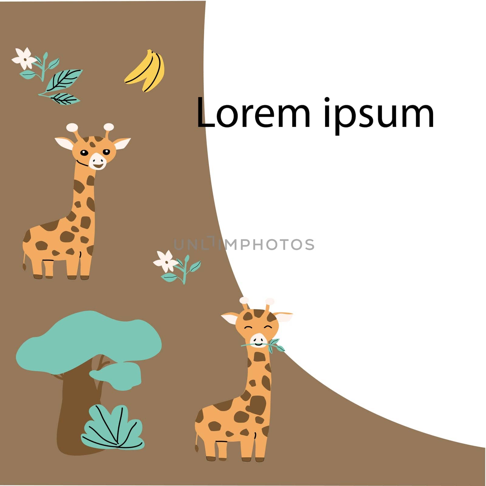 cartoon animal giraffe background with copy space. Vector illustration can used for baby celebration banner.