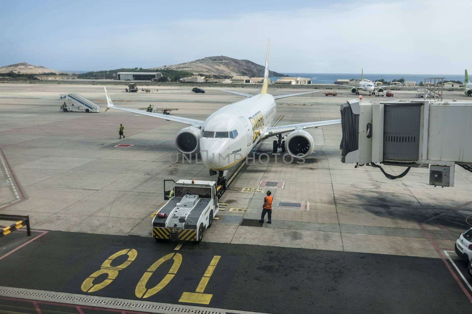 Passagiermaschine der Billigfluggesellschaft BUZZ, einer Marke von Ryanair, Gran Canaria, Kanarische Inseln, Spanien