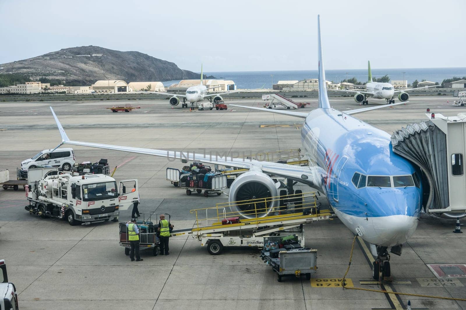 Passagierflugzeug der TUIfly GmbH am Flughafen, Gran Canaria, Kanarische Inseln, Spanien