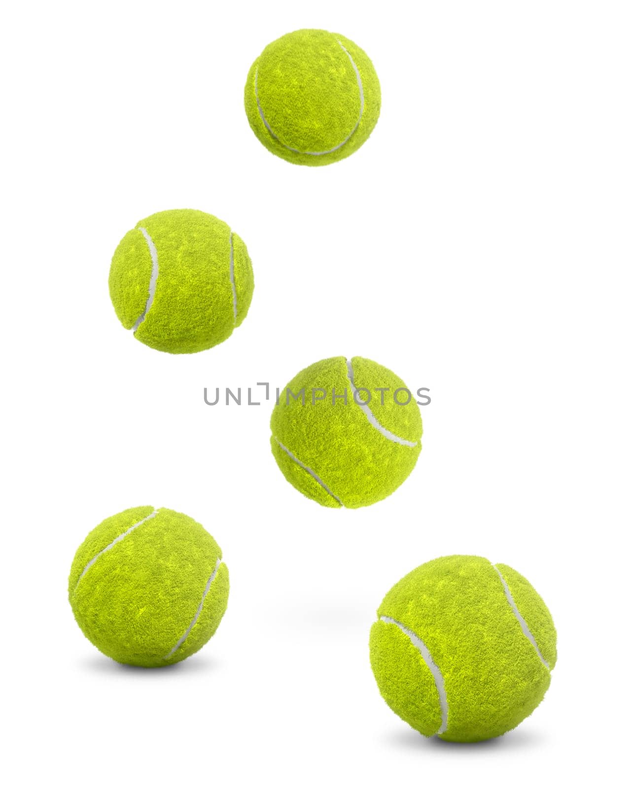 Falling Tennis ball, isolated on white background