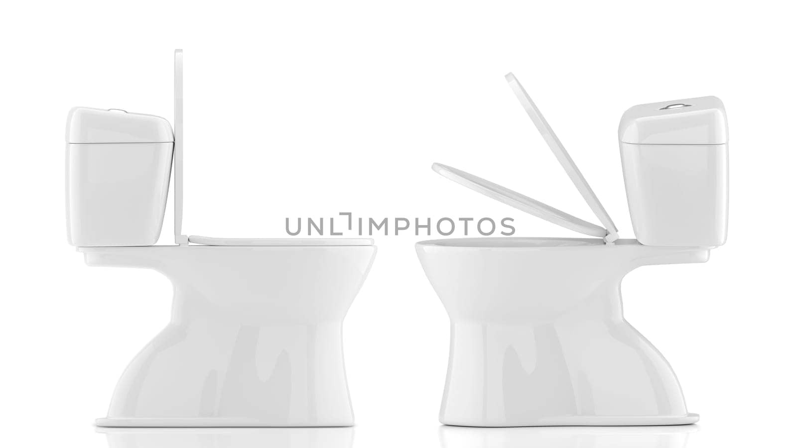 Toilet bowls on white background