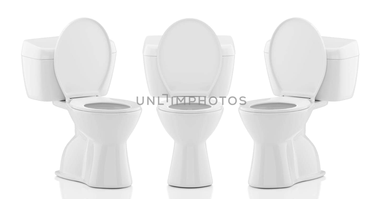 Toilet bowls on white background