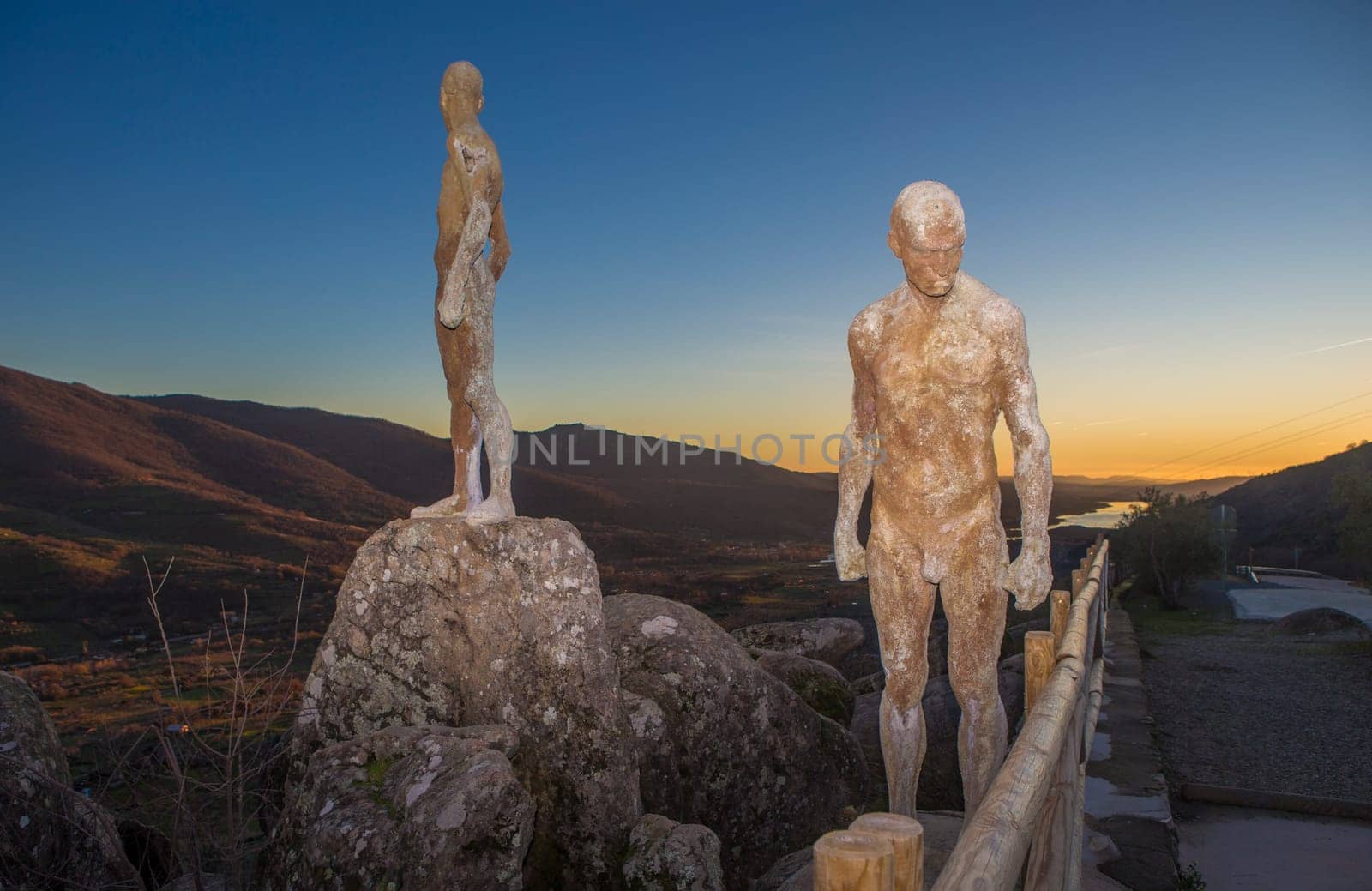 El Torno, Spain - Jan 21st, 2024: Mirador de la Memoria. El Torno, Caceres, Jerte valley viewpoint. Sculpted by Francisco Cedenilla Carrasco, 2009