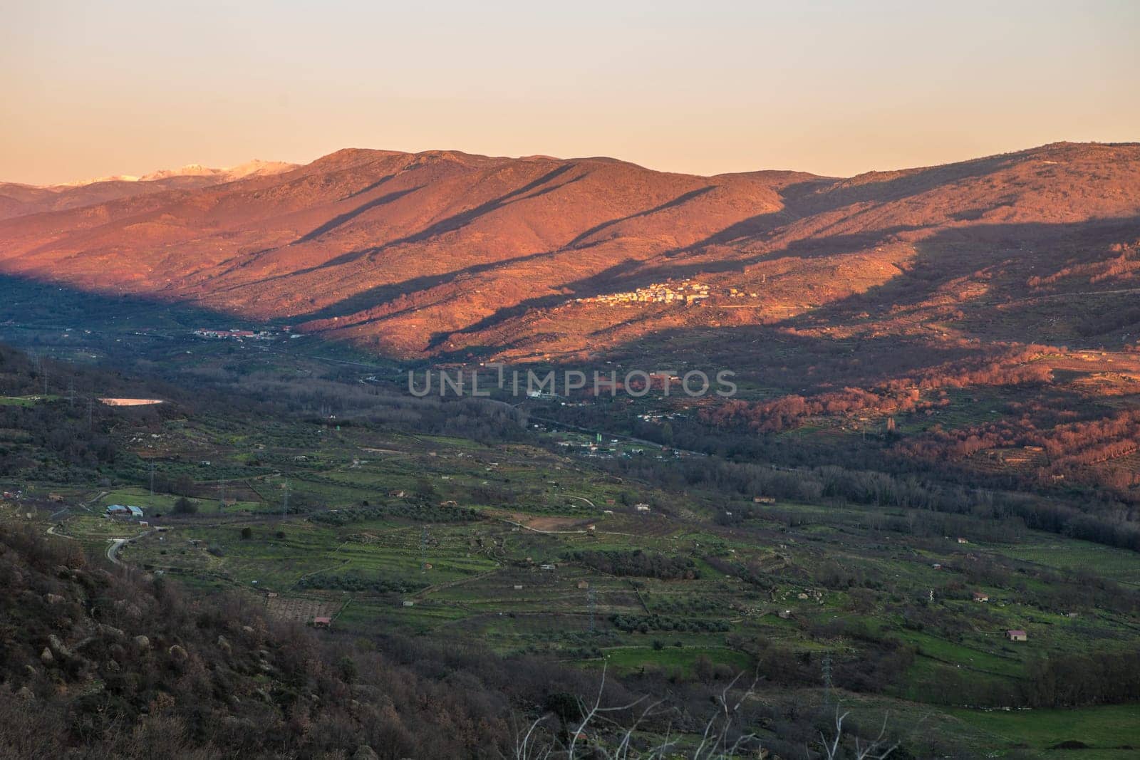 Valdastillas view from Mirador de la Memoria viewpoint. El Torno, Caceres, Spain