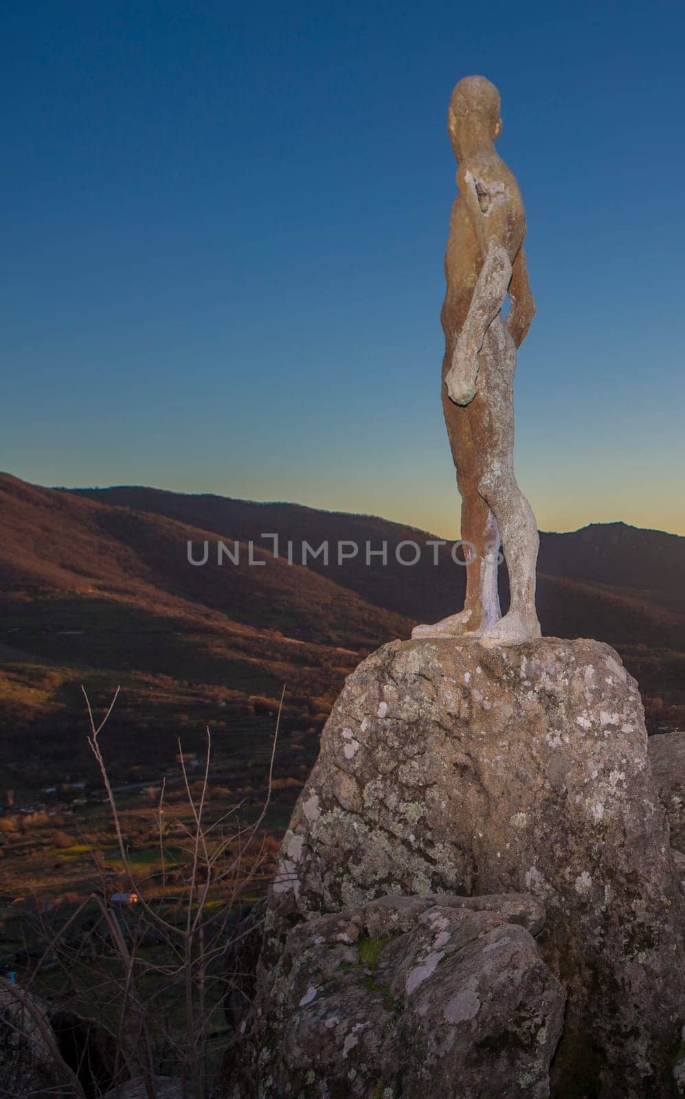 El Torno, Spain - Jan 21st, 2024: Mirador de la Memoria. El Torno, Caceres, Jerte valley viewpoint. Sculpted by Francisco Cedenilla Carrasco, 2009