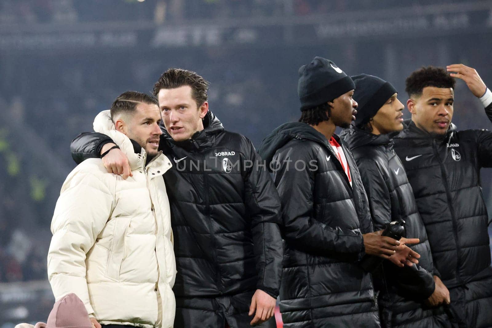 Christian Günter (SC Freiburg) congratulates and rejoices with Michael Gregoritsch (SC Freiburg) at the match of the 1. FBL: 23-24: 18 Sptg. SC Freiburg - TSG 1899 Hoffenheim  DFL REGULATIONS PROHIBIT ANY USE OF PHOTOGRAPHS AS IMAGE SEQUENCES AND/OR QUASI-VIDEONann  Photo: Joachim Hahne/johapress
