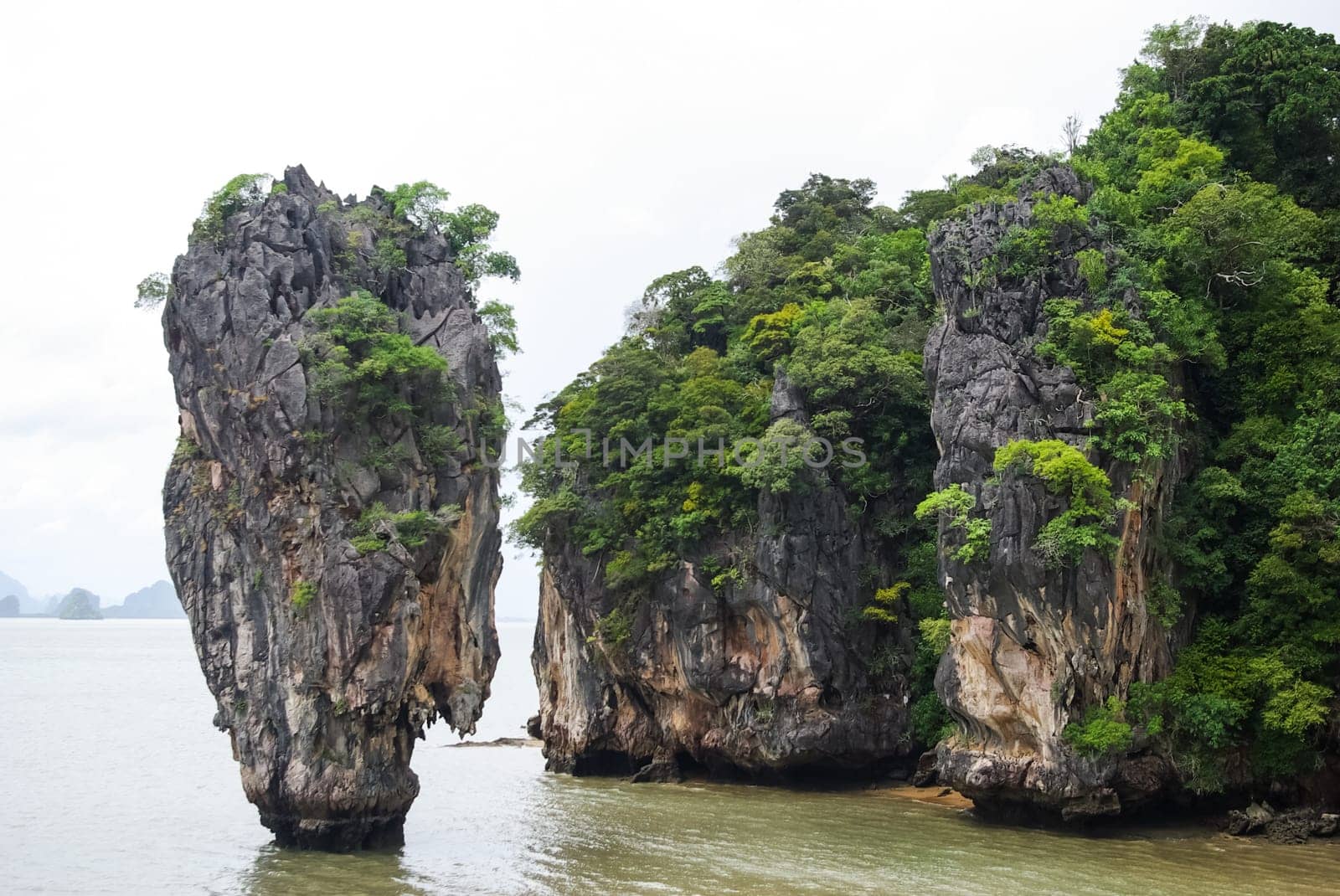 The nature of the coast of Thailand, cliffs near the sea, coastline and mountains.