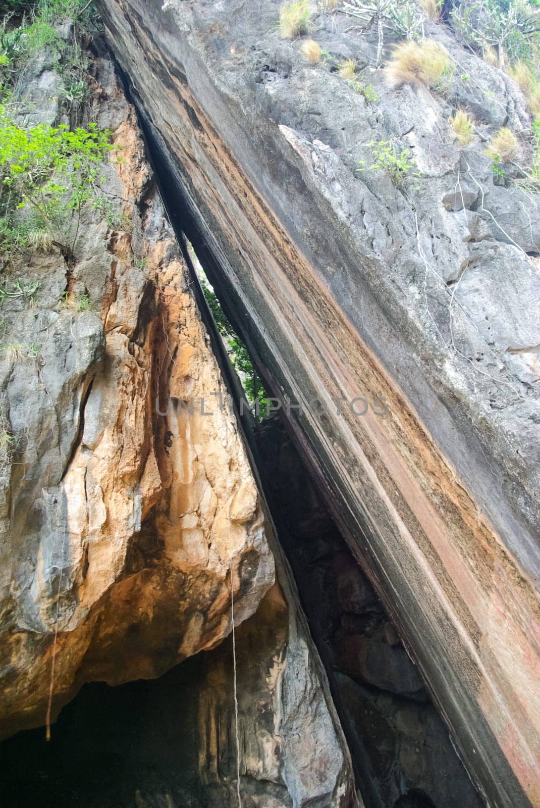 Crack in the rock in the mountains of Thailand. Crack in the rock in the mountains of Thailand.