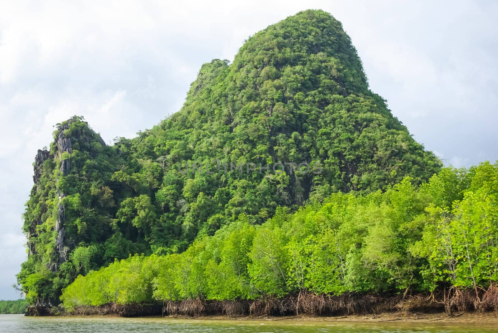 The nature of the coast of Thailand, cliffs near the sea, coastline and mountains.