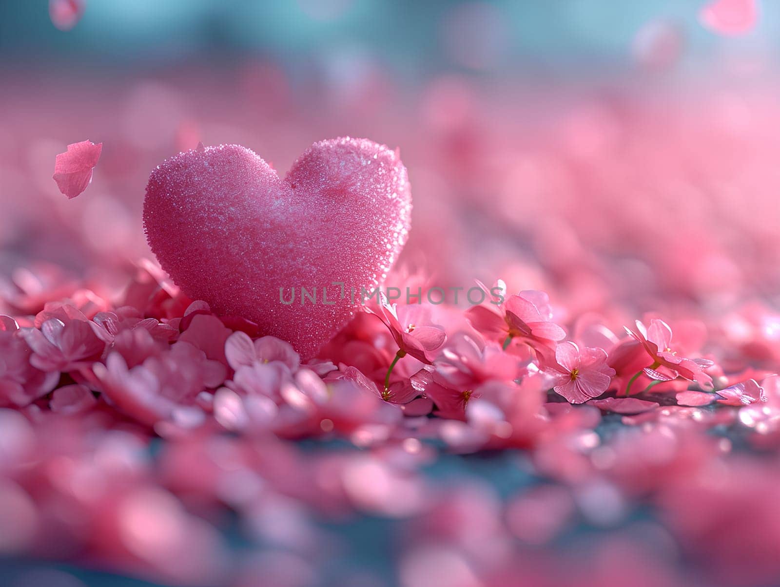 Images for making backgrounds for greeting cards or presentations about fragile love. The illustration filled with little hearts. Spread the whole picture The overall color tone of the image is pink.