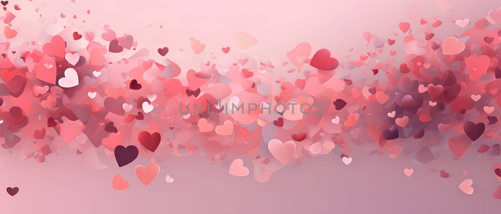 Images for making backgrounds for greeting cards or presentations about fragile love. The illustration filled with little hearts. Spread the whole picture The overall color tone of the image is pink.