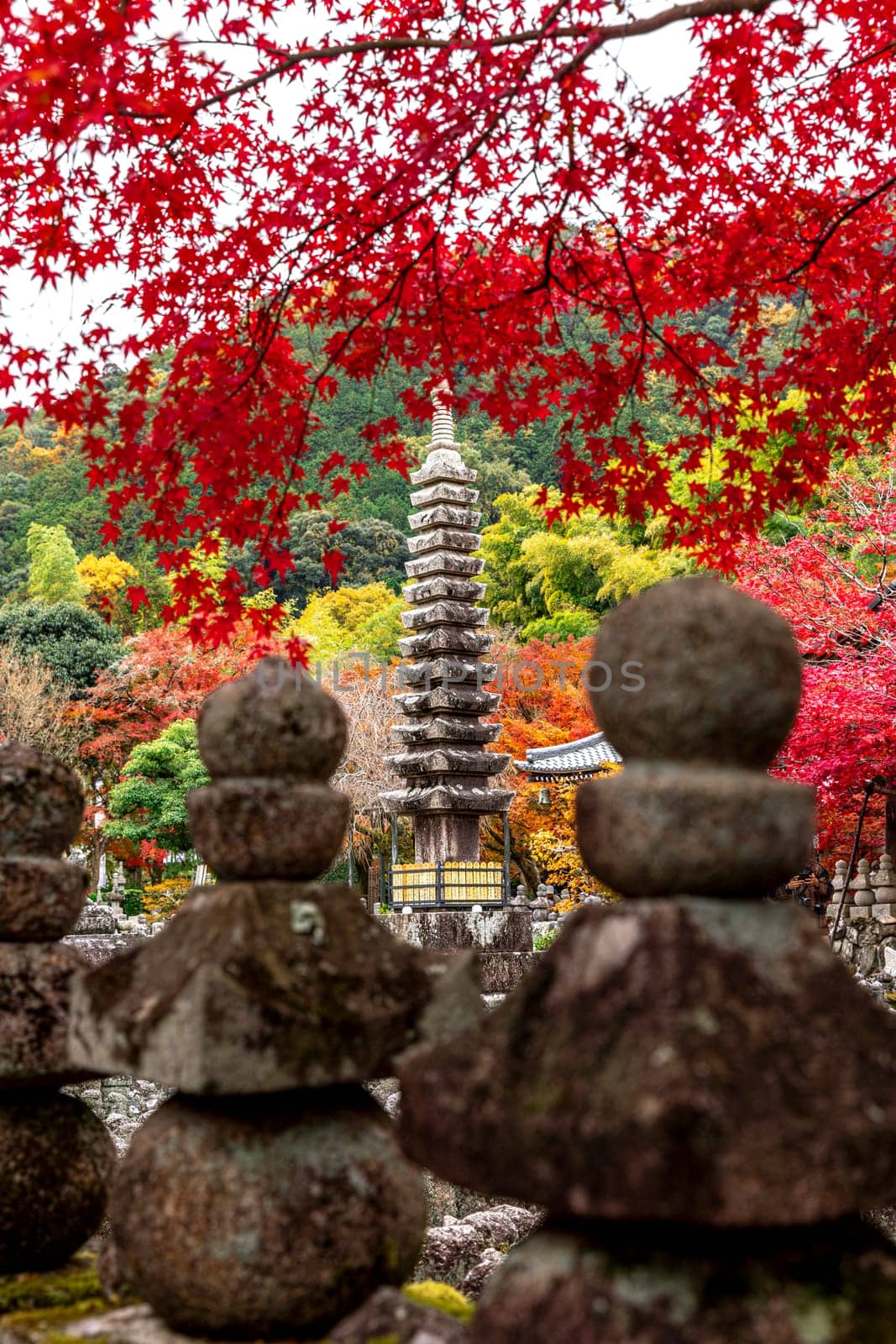 detail of the Adashino Nenbutsuji temple in Kyoto