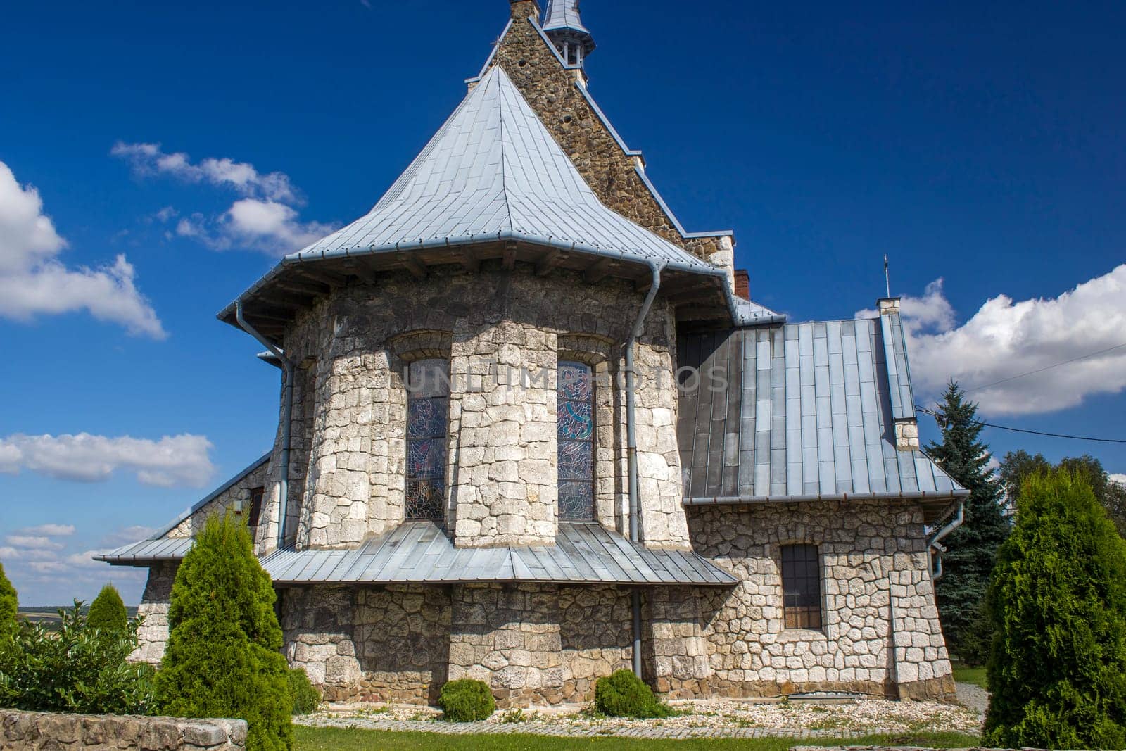 A lone stone Christian church in Poland, Europe
